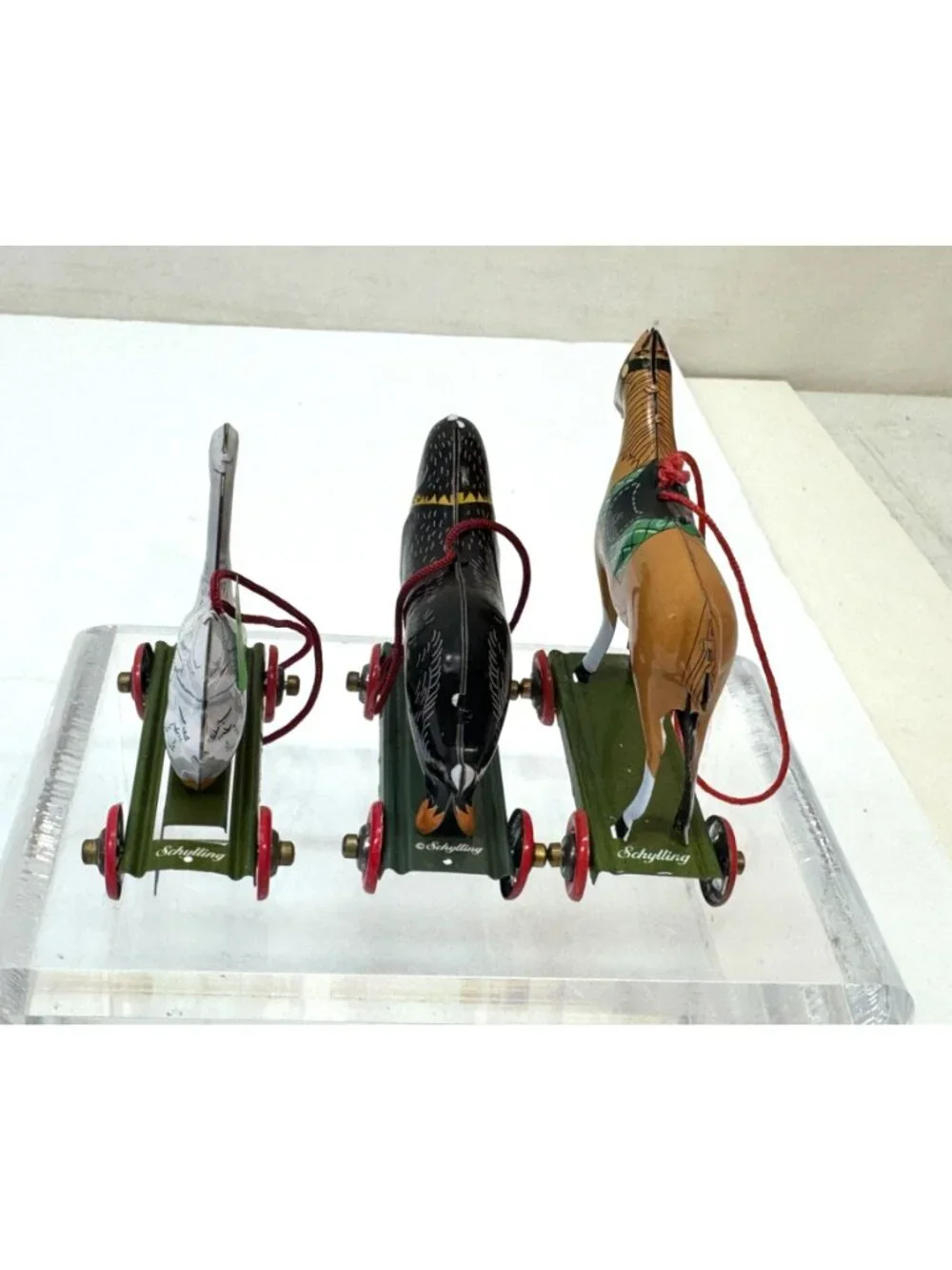 3 Miniature Schylling Animal ornaments -